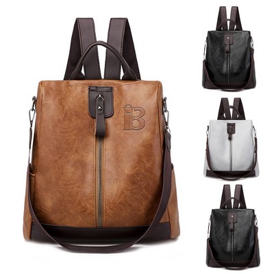 Retro Soft PU Leather Anti Theft Backpack