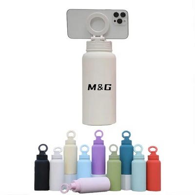 Double Wall Vacuum Water Bottle With Phone Magnetic Stand
