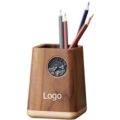 Wooden Pencil Holder Cup Pen Holder Stand for Office Home
