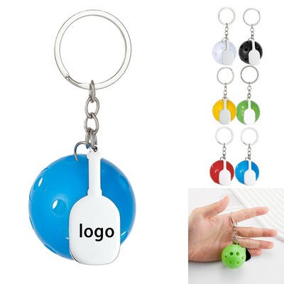 Pickleball Paddle Keychain With Plastic Ball For Promotions