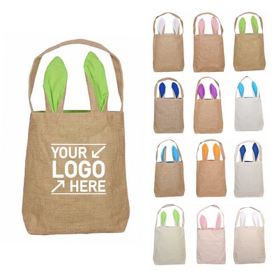 Burlap Easter Bunny Tote Bag