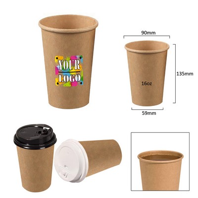 16 Oz. Kraft Paper Cups With Lids