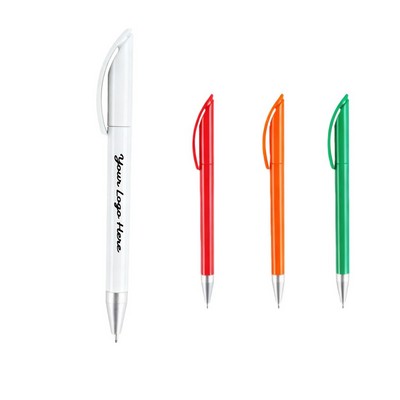 Sleek Plastic Ballpoint Pen with Silver Tip