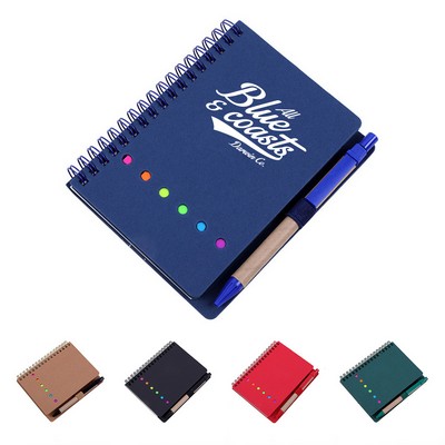 Spiral Pocket Notebook with Pen Holder and Sticky Note