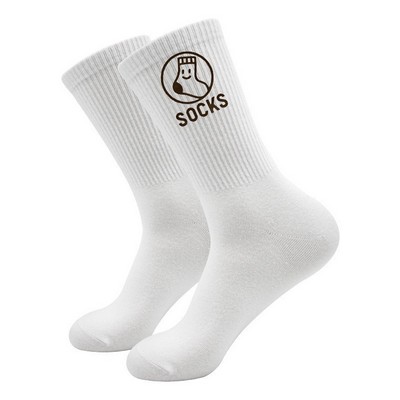 Jacquard Knit Cotton Crew Socks