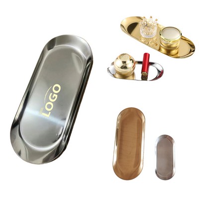 Oval Stainless Steel Tray Decorative Storage Plate