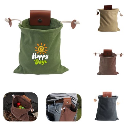 PU Leather Canvas Foraging Bag