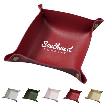 Multipurpose Foldable Square PU Leather Tray