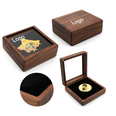 Walnut Wood Acrylic Clear Challenge Coin Display Case