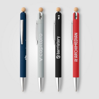 Osaka Recycled Aluminum Bamboo Accented Fidget Ball Pen - Laser