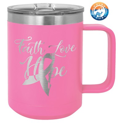 Pink Polar Camel 15 oz Coffee Mug Vacuum Insulated with Slider Lid- Laser Engraved