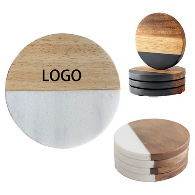 Marble & Bamboo or Wood Blend Coaster