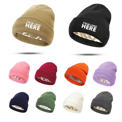 Warm Knit Satin Hat