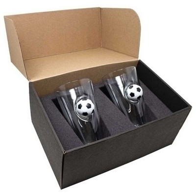 Soccer Ball Embedded Pint Glass Gift Set
