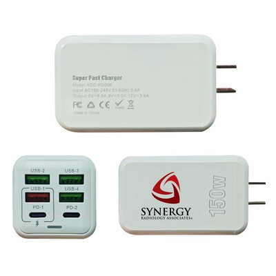 6ports 150W USB C Charger Block,Compact Wall Charger