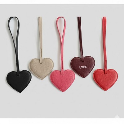 Luxury Leather Heart Bag Charm Romantic Padded Heart Keychain Elegant Heart-Shaped Pendant