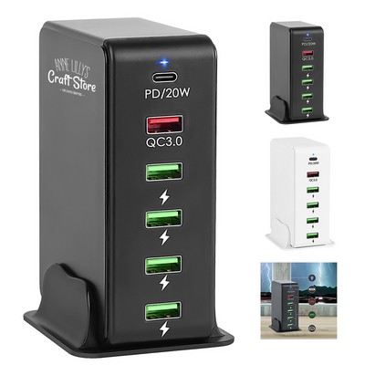 Desktop 6-Port Usb Tower Charging Station