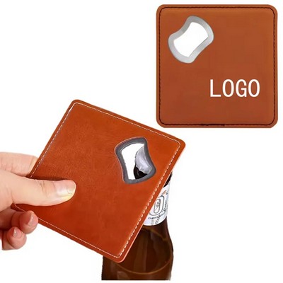 PU Leather Coaster With Bottle Opener