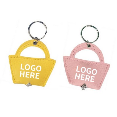 LED Basket Pattern Faux Leather Keyring