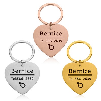 Heart-Shaped Stainless Steel Pet ID Tag