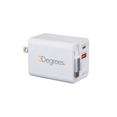 65W PD Adapter w/ Retractable USB-C Charging Cable
