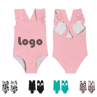Kids One Piece Swimsuit With Ruffled Edges