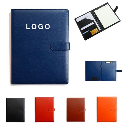 Faux Leather Portfolio Binder With Clipboard