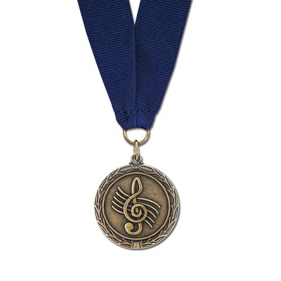 1½" Music Cast MX Medal w/Grosgrain Neck Ribbon