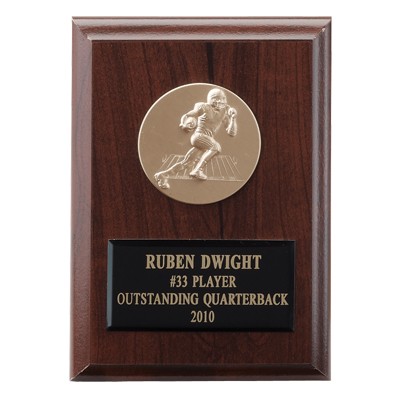 Walnut Finish Plaque w/Black Plate & 2" Diameter Insert Space (4 ½"x 6")