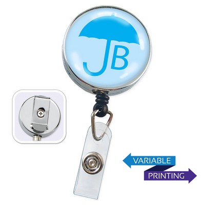 Chrome Heavy-Duty Custom Badge Reels with Belt Clip