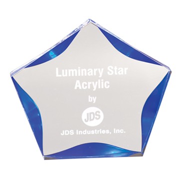 Clear Luminary Star Acrylic Award w/ Blue Trim (6")