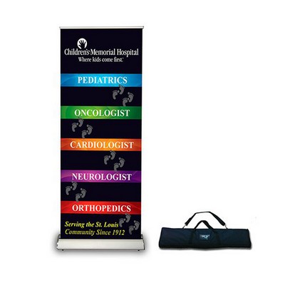 Genesis 34" Retractable Banner - Full Color, Silver Stand