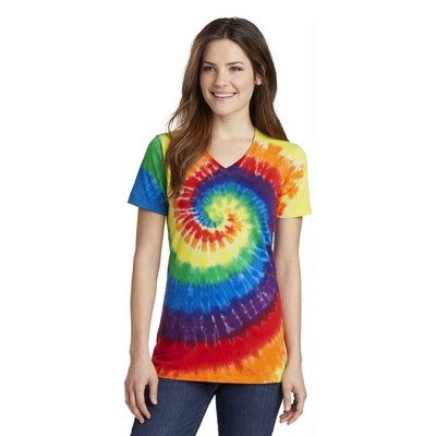 Port & Co™ Women's Tie-Dye V-Neck Tee.