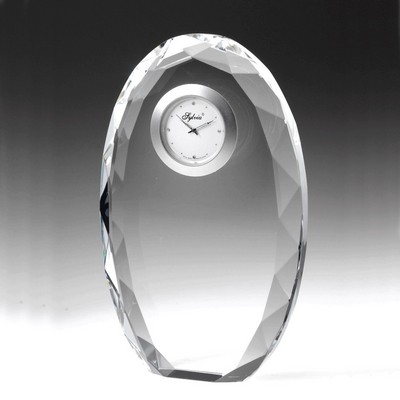 Oval Faceted Clock Clock Crystal Award