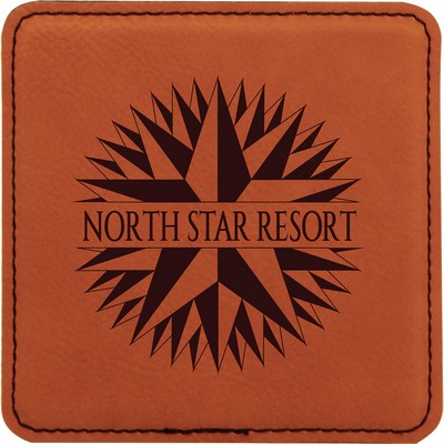 Leatherette Square Coaster - Rawhide