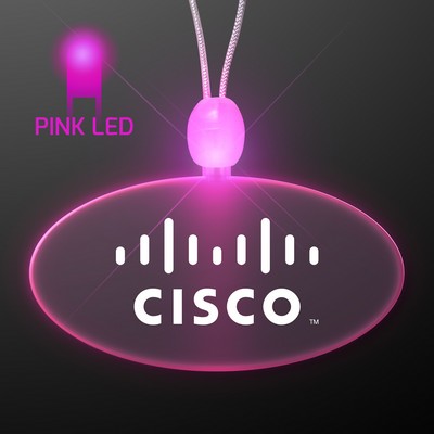 Light Up Acrylic Oval Necklaces with Pink LED - PRINTED
