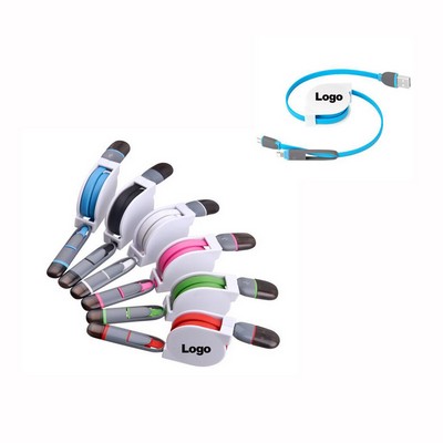 2 In 1 Retractable USB Charging Cable Data Cable