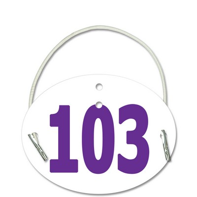 Stock Indurotec™ Oval Exhibitor Numbers w/ Elastic (4 3/8"x3 3/8")