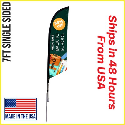 7' Angle Flag - Single Sided w/ Spike Base - Made in the USA