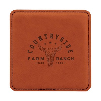 Laser Engraved Leatherette Square Coasters (4")
