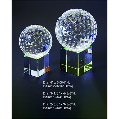 Golf Ball Set. Rainbow Base or Clear Base Optical Crystal Award Trophy