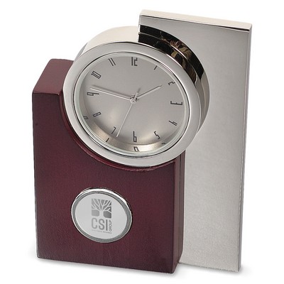 Tower Desk Clock W/ Silver Medallion