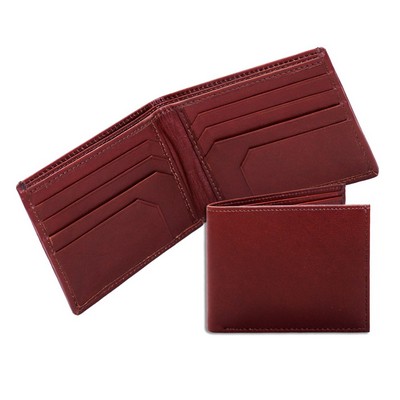 Ashlin® Designer Men's Alvin Burgundy Red 8 Pocket Slim Bi-Fold Wallet
