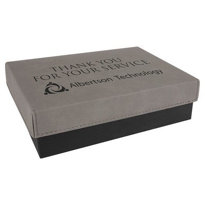 Engraved Faux Leather Gift Box, Gray, 7 3/8"(L) x 5 3/4"(W) x 2 1/4"(H)