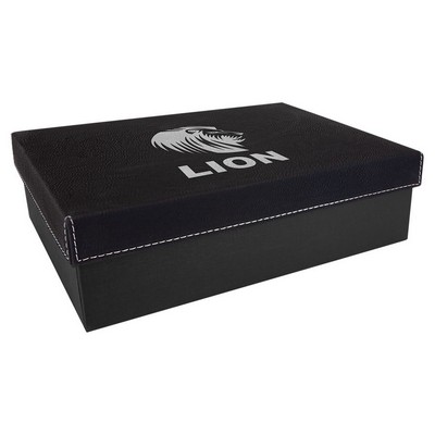 Engraved Faux Leather Gift Box, Black, 9 3/4"(L) x 7"(W) x 3"(H)
