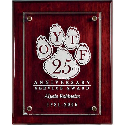 Rosewood Piano Finish Board with Raised Glass (9" x 12")