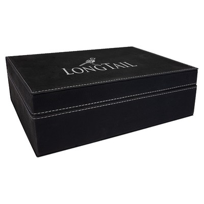 Engraved Faux Leather Gift Box, Black, 10 1/4"(L) x 7 1/2"(W) x 3 3/8"(H)