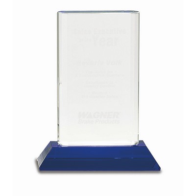 7 3/4" Crystal Cylinder on Blue Pedestal Base