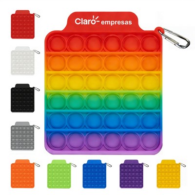 Square Push Pop Bubble Fidget Toy w/ Carabiner