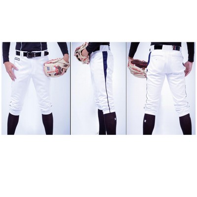 Premium Crop Length Solid Color Baseball Pants w/ Piping and Contrast Pocke